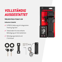 Skladací zámok na bicykel Trelock Fold-it Daily 130 cm – s držiakom X-Press a priehradkou na sledovací čip – pre všetky rámy 2