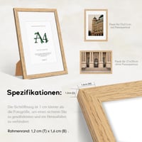Tremisna okvir za slike DIN A4 21x29,7 cm, okvir od prirodnog drva za okomito i vodoravno postavljanje 2
