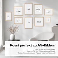 Tremisna okvir za slike DIN A4 21x29,7 cm, okvir od prirodnog drva za okomito i vodoravno postavljanje 5
