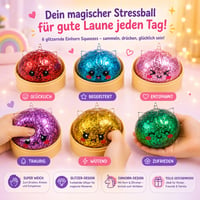 TrendandStylez XXL Mystery Dumpling Squishy Buns 1 buc. - Surpriză cu sclipici - Jucărie de strâns de 9,5 cm cu cutie de gătit la abur - Baozi antistres 6