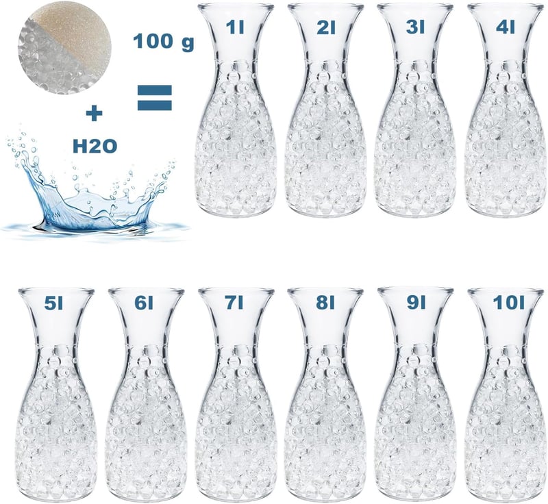 trendfinding Víztároló Dekoratív Kristály Granulátum 100g - Átlátszó 3-4mm Szemcse Virág Növény Dísz 10 Liter Kapacitás