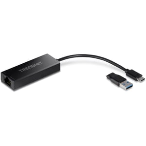 TRENDnet TUC-ET2G 2.5G USB-C na RJ-45 Ethernet adapter, 2-u-1, kompatibilan s USB-C/Thunderbolt 3/USB 3.1, crni