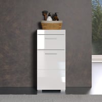 trendteam smart living Amanda kupaonski ormarić, bijela visoki sjaj, 37x79x31 cm, s 1 vratima i 1 ladicom, srebrne ručkice, otporan na ogrebotine 2