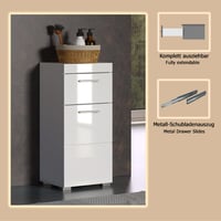 trendteam smart living Amanda kupaonski ormarić, bijela visoki sjaj, 37x79x31 cm, s 1 vratima i 1 ladicom, srebrne ručkice, otporan na ogrebotine 8