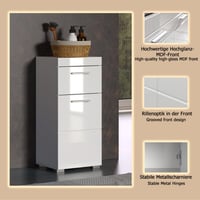 trendteam smart living Amanda kupaonski ormarić, bijela visoki sjaj, 37x79x31 cm, s 1 vratima i 1 ladicom, srebrne ručkice, otporan na ogrebotine 6
