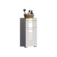 trendteam smart living Amanda kupaonski ormarić, bijela visoki sjaj, 37x79x31 cm, s 1 vratima i 1 ladicom, srebrne ručkice, otporan na ogrebotine 1