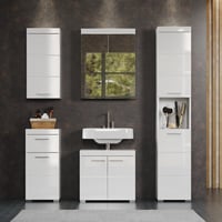 trendteam smart living Amanda kupaonski ormarić, bijela visoki sjaj, 37x79x31 cm, s 1 vratima i 1 ladicom, srebrne ručkice, otporan na ogrebotine 4