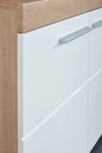 trendteam Smart Living Amanda ormarić ispod umivaonika, bijela/bijela visoki sjaj hrast, 60x56x34 cm, s 1 policom, kupaonski ormarić otporan na ogrebotine 8