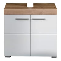 trendteam Smart Living Amanda ormarić ispod umivaonika, bijela/bijela visoki sjaj hrast, 60x56x34 cm, s 1 policom, kupaonski ormarić otporan na ogrebotine 1
