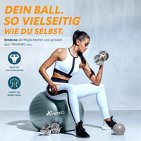 TRESKO Gimnasztikai Labda Légszivattyúval, Yoga Ball, Robusztus Ülőlabda 300 kg 2