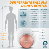 TRESKO Gimnasztikai Labda Légszivattyúval, Yoga Ball, Robusztus Ülőlabda 300 kg 5