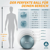 TRESKO Gimnasztikai Labda Légszivattyúval, Yoga Ball, Robusztus Ülőlabda 300 kg 5
