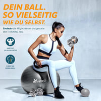 TRESKO Gimnasztikai Labda Légszivattyúval, Yoga Ball, Robusztus Ülőlabda 300 kg 2