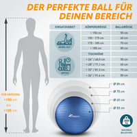 TRESKO Gimnasztikai Labda Légszivattyúval, Yoga Ball, Robusztus Ülőlabda 300 kg 5