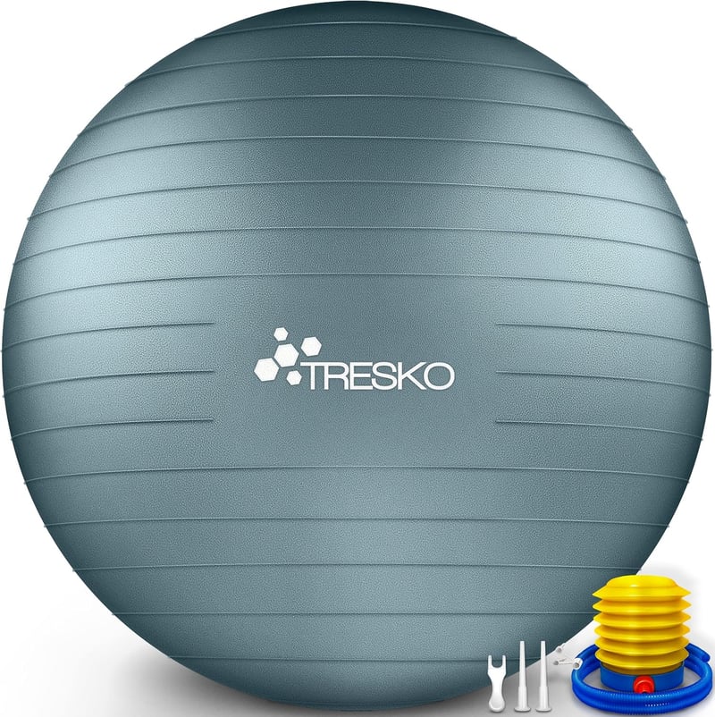 TRESKO Gimnasztikai Labda Légszivattyúval, Yoga Ball, Robusztus Ülőlabda 300 kg