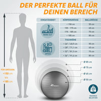 TRESKO Gimnasztikai Labda Légszivattyúval, Yoga Ball, Robusztus Ülőlabda 300 kg 5