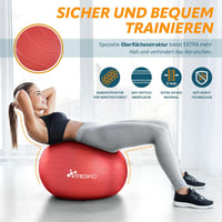 TRESKO Gimnasztikai Labda Légszivattyúval, Yoga Labda, Robusztus Ülőlabda 300 kg - 65cm (für Körpergröße 155 - 175cm), red 4