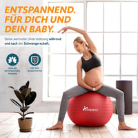 TRESKO Gimnasztikai Labda Légszivattyúval, Yoga Labda, Robusztus Ülőlabda 300 kg - 65cm (für Körpergröße 155 - 175cm), red 6