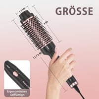 Perie Termică Rotundă Tresses Touch cu Înveliș Ceramic și Turmalină, 45 mm, Ioni Negativi, 2 Trepte de Temperatură, Voltaj Universal, Dual PTC, Încălzire în 30 secunde, Aur Roz 8