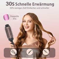 Perie Termică Rotundă Tresses Touch cu Înveliș Ceramic și Turmalină, 45 mm, Ioni Negativi, 2 Trepte de Temperatură, Voltaj Universal, Dual PTC, Încălzire în 30 secunde, Aur Roz 2