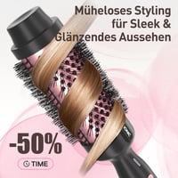 Perie Termică Rotundă Tresses Touch cu Înveliș Ceramic și Turmalină, 45 mm, Ioni Negativi, 2 Trepte de Temperatură, Voltaj Universal, Dual PTC, Încălzire în 30 secunde, Aur Roz 6