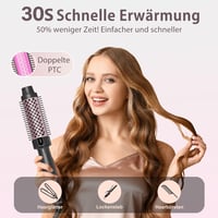 Perie electrică cu încălzire Tresses Touch, cu înveliș ceramic și turmalină, tehnologie cu ioni negativi, 5 trepte de temperatură, voltaj universal, aur roz, încălzire rapidă în 30 secunde 2