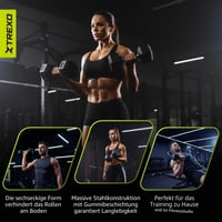 Gantere hexagonale TREXO 5 kg din fontă cauciucată, cu mâner ergonomic cromat, pentru bărbați și femei, pentru antrenament acasă și fitness 4
