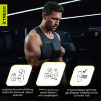 Gantere hexagonale TREXO 5 kg din fontă cauciucată, cu mâner ergonomic cromat, pentru bărbați și femei, pentru antrenament acasă și fitness 3