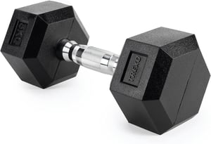 TREXO Hexagon Kézisúlyzó 5 kg Gumírozott Öntöttvas Ergonomikus Krómozott Fogantyúval Férfiaknak és Nőknek Otthoni Edzéshez Fitness