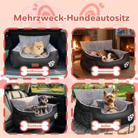 Trhillsbrad Autosedačka pre psov 70x60x45 cm, pre malé a stredne veľké psy do 11 kg, odnímateľný a prateľný poťah, 2 bezpečnostné vodítka, protišmyková základňa 7
