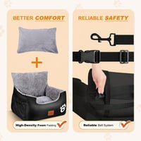 Trhillsbrad Autosedačka pre psov 70x60x45 cm, pre malé a stredne veľké psy do 11 kg, odnímateľný a prateľný poťah, 2 bezpečnostné vodítka, protišmyková základňa 6