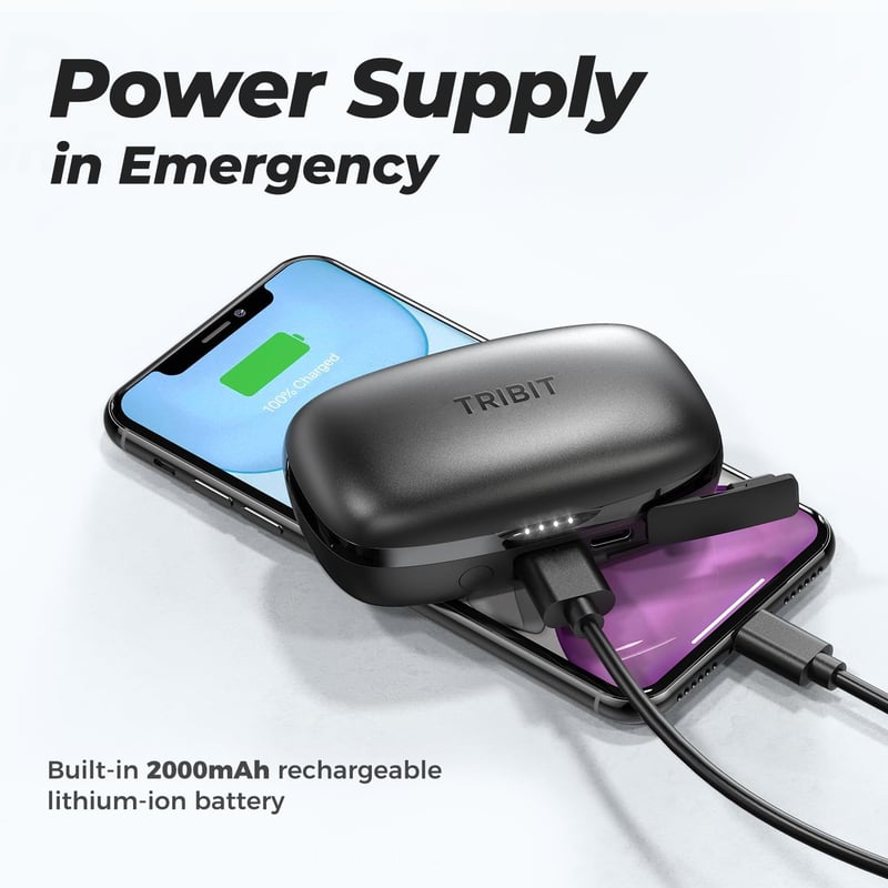 Tribit Flybuds 3 Bluetooth Fülhallgató - 100 Órás Üzemidő, USB-C Töltőtok, IPX8 Vízálló, Érintésvezérlés, Mélyhangzás, Beépített Mikrofon