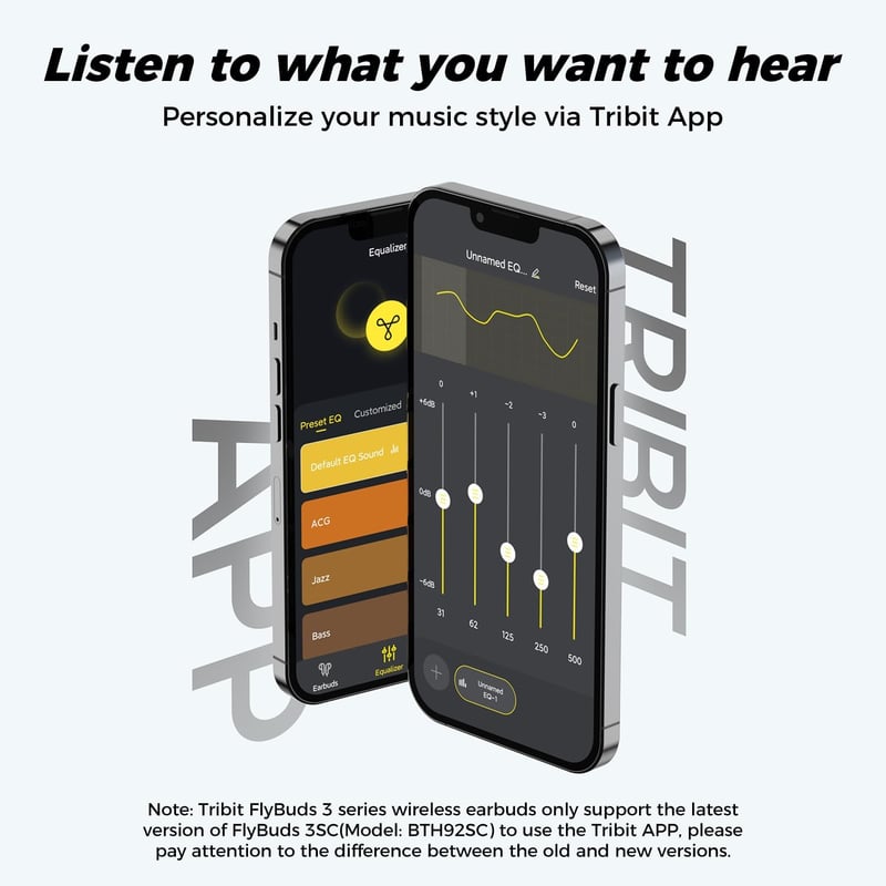 Tribit Flybuds 3 Bluetooth Fülhallgató - 100 Órás Üzemidő, USB-C Töltőtok, IPX8 Vízálló, Érintésvezérlés, Mélyhangzás, Beépített Mikrofon