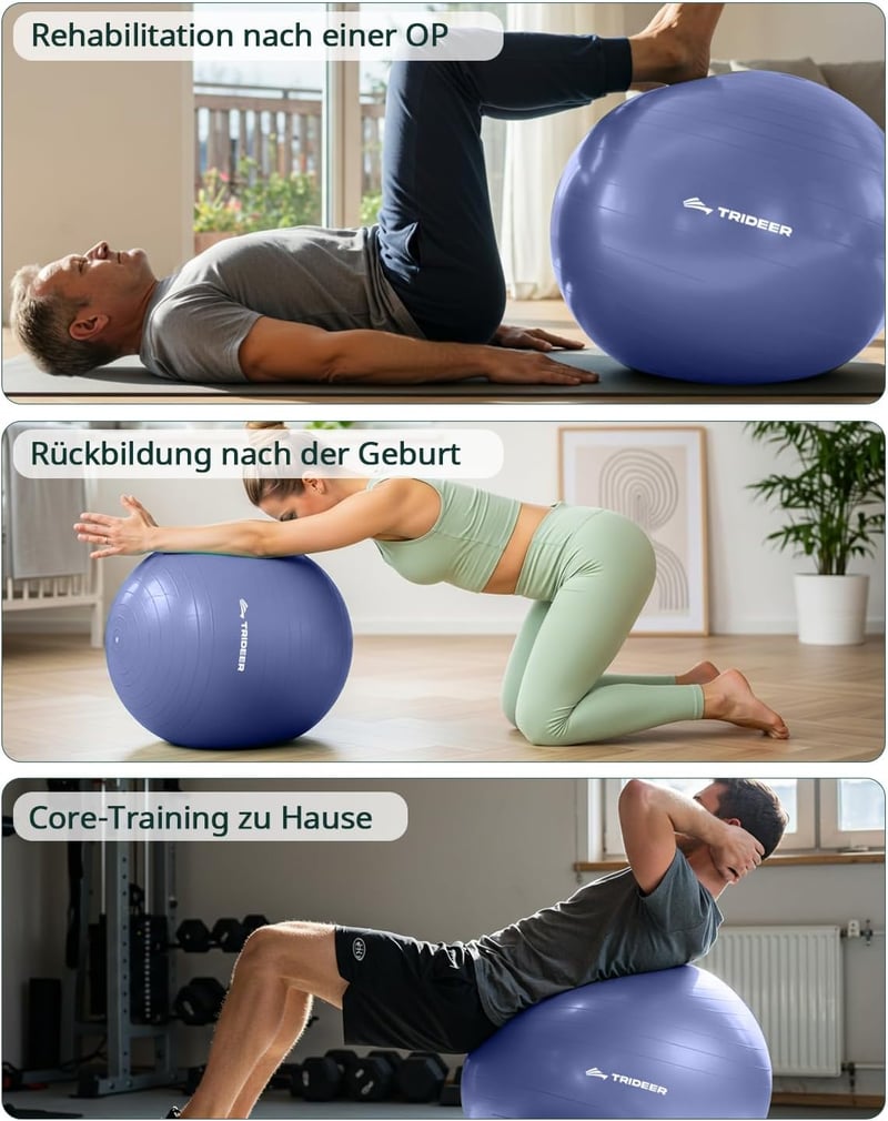 Trideer Fitness Labda 45-85cm Anti-Burst Pilates Egyensúly Jóga Otthon Iroda