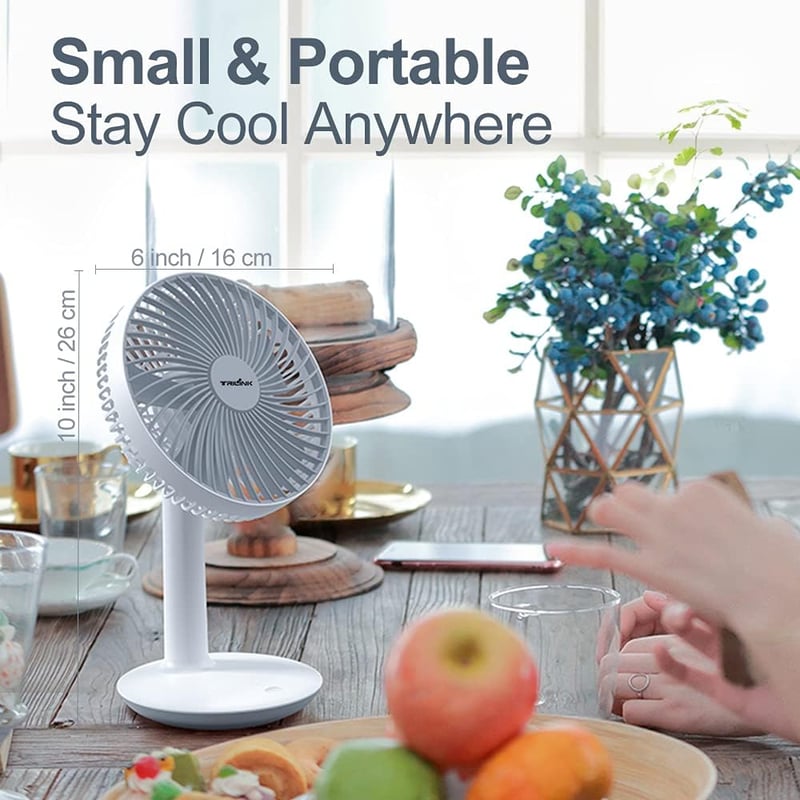 TRILINK Hordozható Asztali Ventilátor 4000mAh Akkumulátor 4 Fokozat 50° Forgatható