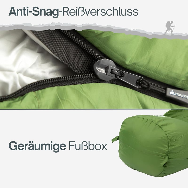 TRINORDIC 780g Ultralight Nyári Hálózsák Anti-Clamp Cipzárral Camping Túrázáshoz, 205 x 80 x 7.62 cm