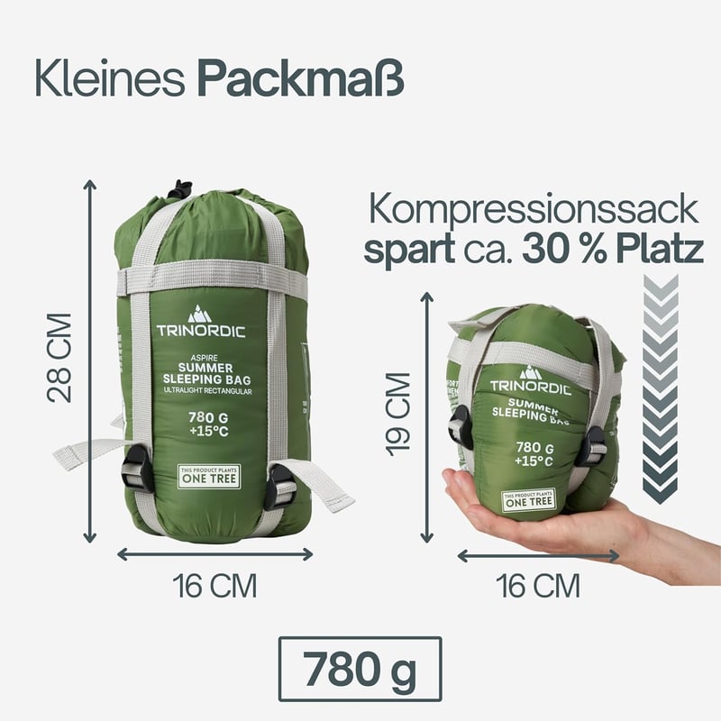TRINORDIC 780g Ultralight Nyári Hálózsák Anti-Clamp Cipzárral Camping Túrázáshoz, 205 x 80 x 7.62 cm