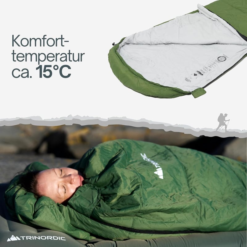 TRINORDIC 780g Ultralight Nyári Hálózsák Anti-Clamp Cipzárral Camping Túrázáshoz, 205 x 80 x 7.62 cm