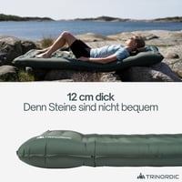 TRINORDIC Felfújható Kemping Matrac 12cm Extra Vastag Lábpumpával és Párnával - Könnyű Túra Ágy Outdoor Kiránduláshoz - Green - Ocean Green, Einzelbett 3