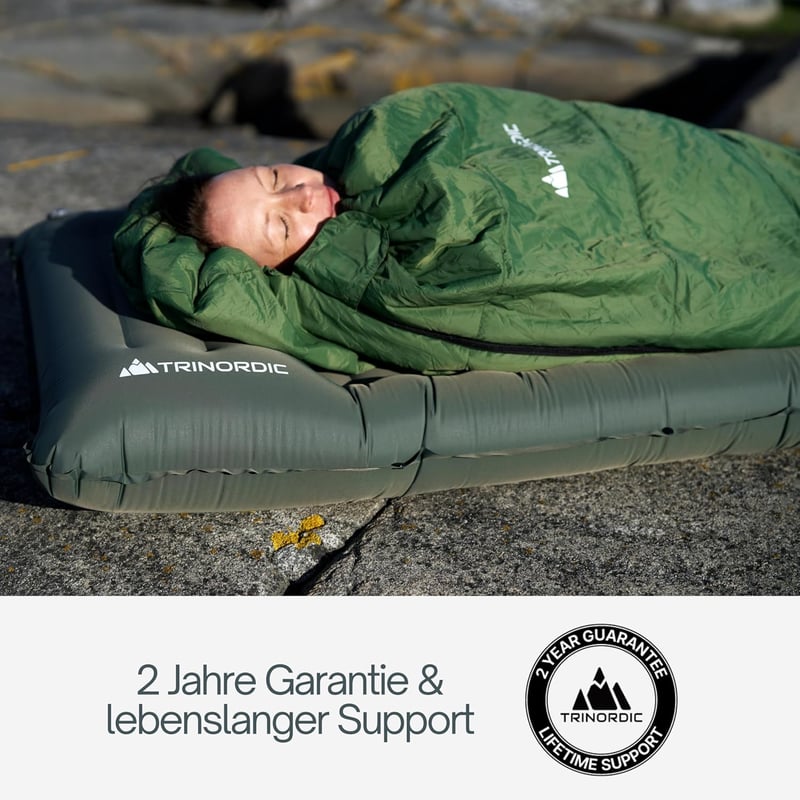 TRINORDIC Felfújható Kemping Matrac 12cm Extra Vastag Lábpumpával és Párnával - Könnyű Túra Ágy Outdoor Kiránduláshoz - Green - Ocean Green, Einzelbett