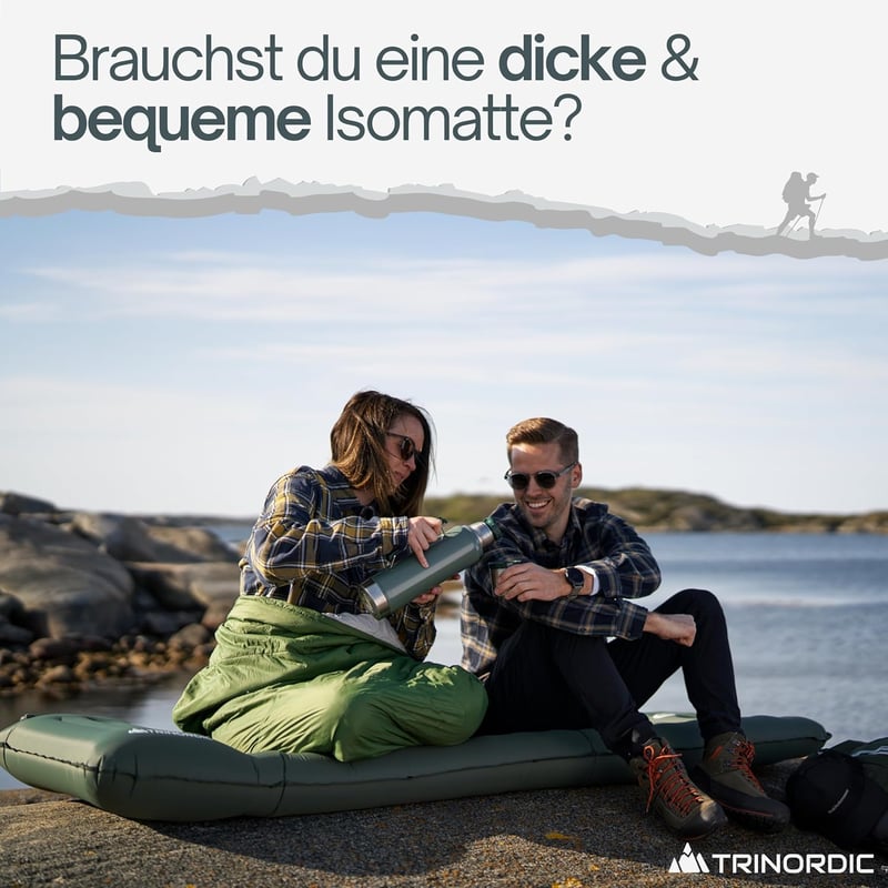 TRINORDIC Felfújható Kemping Matrac 12cm Extra Vastag Lábpumpával és Párnával - Könnyű Túra Ágy Outdoor Kiránduláshoz - Green - Ocean Green, Einzelbett