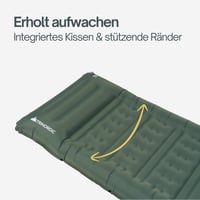 TRINORDIC Felfújható Kemping Matrac 12cm Extra Vastag Lábpumpával és Párnával - Könnyű Túra Ágy Outdoor Kiránduláshoz - Green - Ocean Green, Einzelbett 5