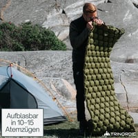 TRINORDIC Ultrakönnyű Kempingmatrac Beépített Párnával - Felfújható Túramatrac Erdőzöld Színben, 190x58cm, 550g, 120kg Teherbírás 9