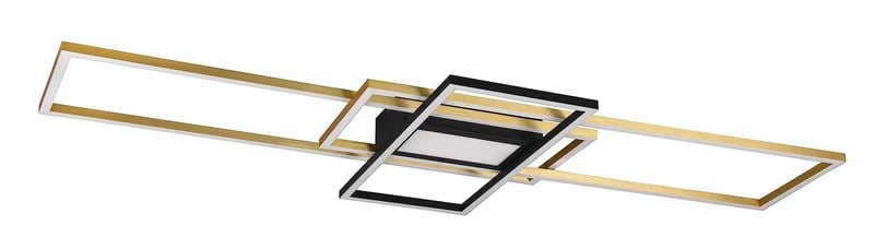 Lampă de tavan LED Trio Leuchten Irvine 620010408, metal alamă mată, 60W LED, telecomandă, variator de intensitate, lumină de veghe