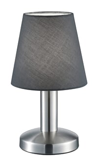 Trio Leuchten Mats II 599700142 Stolna lampa, mat nikl metal, sivo platneno sjenilo, E14, on/off prekidač na dodir 1