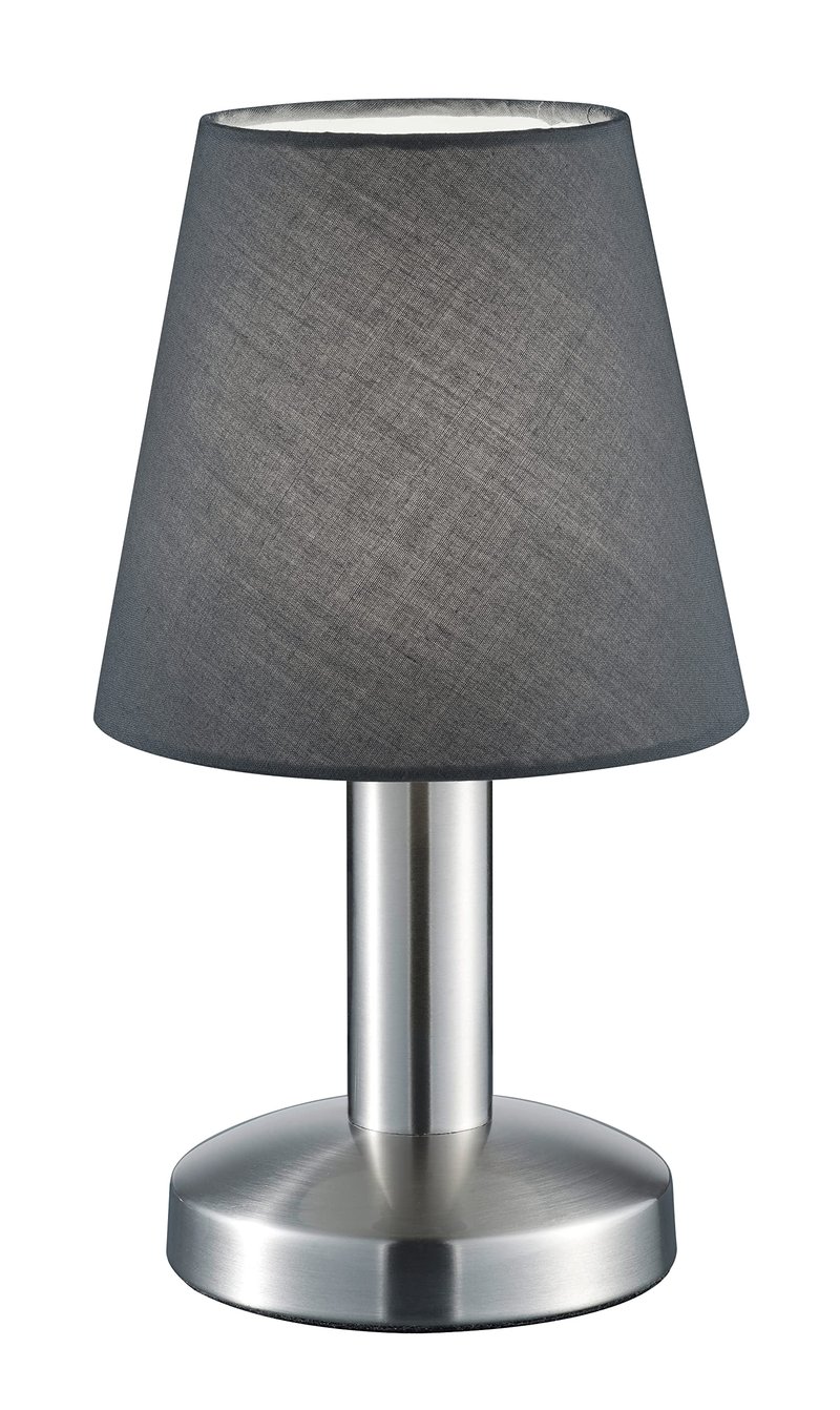 Trio Leuchten Mats II 599700142 Stolna lampa, mat nikl metal, sivo platneno sjenilo, E14, on/off prekidač na dodir