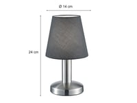 Trio Leuchten Mats II 599700142 Stolna lampa, mat nikl metal, sivo platneno sjenilo, E14, on/off prekidač na dodir 3