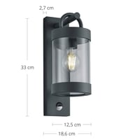 Trio Leuchten Sambesi 204169142 vanjska zidna svjetiljka sa senzorom pokreta, antracit aluminij, prozirni akril, s E27 grlom 10