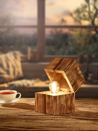 Lampă de masă Trio Leuchten Treasure 514110130 cu finisaj din lemn natural și dulie LED E14 7