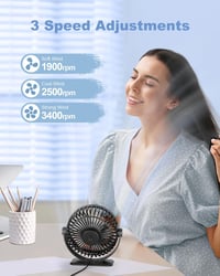 TriPole halk asztali ventilátor 3 fokozatú USB hordozható 360° dönthető 2